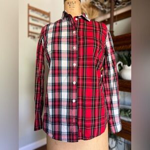 J.Crew multi plaid women’s fitted blouse XS